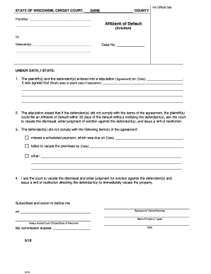 Affidavit of Default Eviction Form