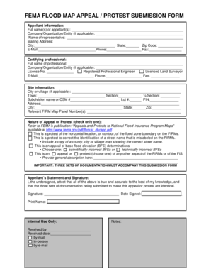 FEMA Flood Map Appeal/Protest Submission Form