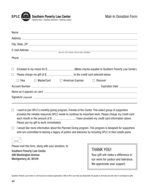 Mail-In Donation Form
