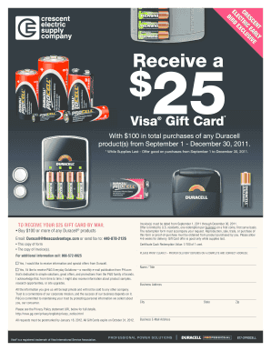 Duracell Gift Card Redemption Form