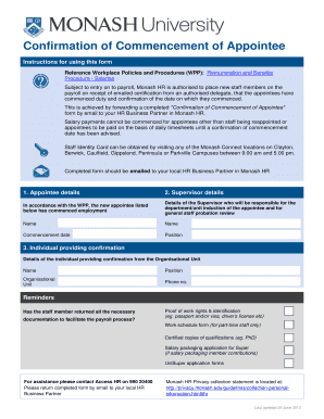 Confirmation of Commencement of Appointee