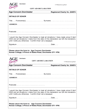 Download the Gift Aid Declaration form - Age UK