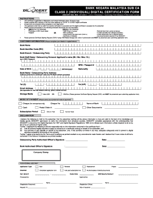 Fillable Online Bnm Individual Digital Certificate Application Form 2 Doc Fax Email Print Pdffiller