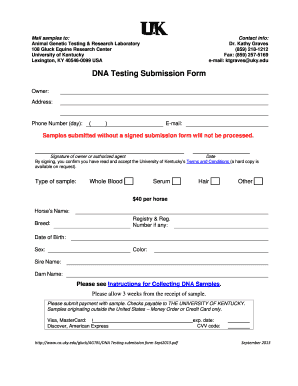 DNA Testing Submission Form - University of Kentucky - www2 ca uky