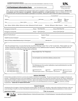 4-H Participant Information Form