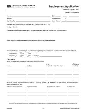 Employment Application for County Support Staff