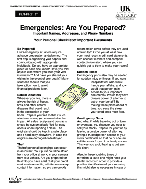 Emergency Preparedness Checklist