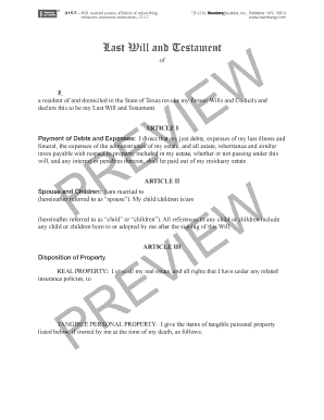 Texas Last Will and Testament