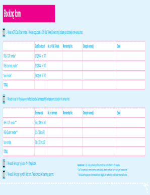 CPD Club Ticket Booking Form