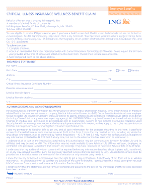 Critical Illness Insurance Wellness Benefit Claim