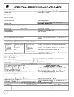 Commercial Marine Insurance Application