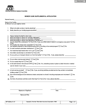 Senior Care Supplemental Application