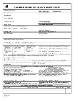 Charter Vessel Insurance Application