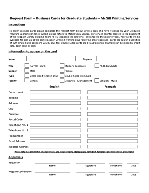 Affidavit of family composition - Form Business Cards for Graduate Students McGill Printing