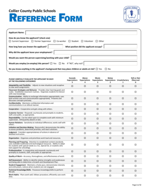 Collier County Public Schools Reference Form