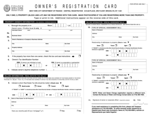 New York City Finance Owner Registration Card