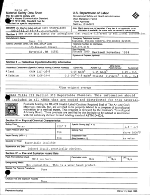 Gare 43 Material Safety Data Sheet