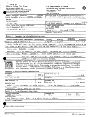 Gare 60 Material Safety Data Sheet