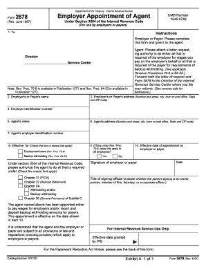 IRS Form 2678 Employer Appointment of Agent