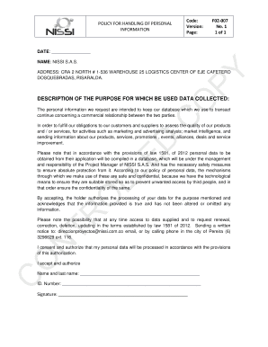 Personal Information Handling Policy