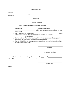 Illinois Affidavit for Bid Proposal