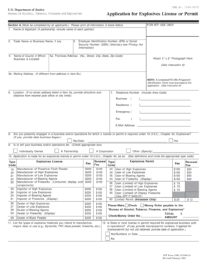 ATF Explosives License or Permit Application