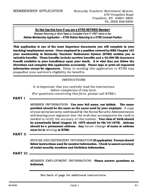 Kentucky Teachers' Retirement System Membership Application