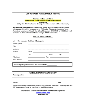 CEU Activity Participation Record