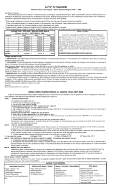 National School Lunch Program Application