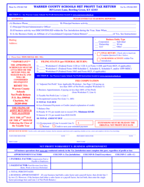 Warren County Schools Net Profit Tax Return