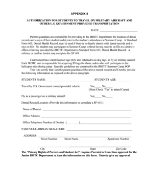 Authorization for Students to Travel on Military Aircraft