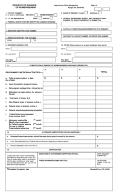 Request for Advance or Reimbursement Form