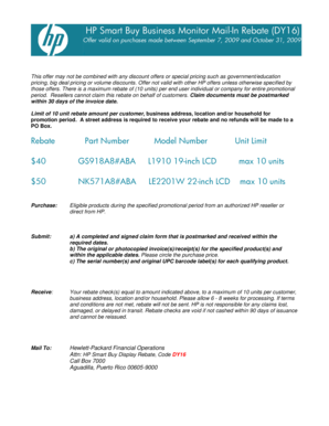 HP Smart Buy Business Monitor Mail-In Rebate