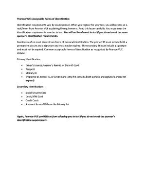 Fillable Online mstc Pearson VUE Acceptable Forms of Identification ...