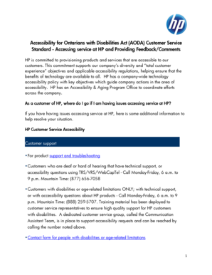 AODA Customer Service Feedback Form