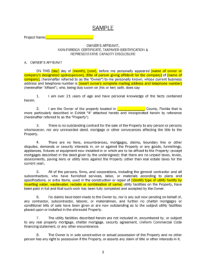 Florida Owner's Affidavit
