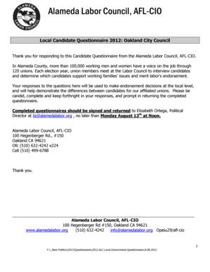 Oakland City Council Candidate Questionnaire