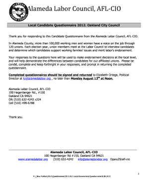 Oakland City Council Candidate Questionnaire