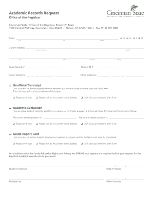Academic Records Request Form