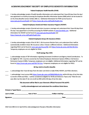 Acknowledgement Receipt of Employee Benefits Information