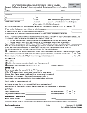 Employee Withholding Allowance Certificate