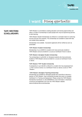 TAFE Western Student Scholarships Application
