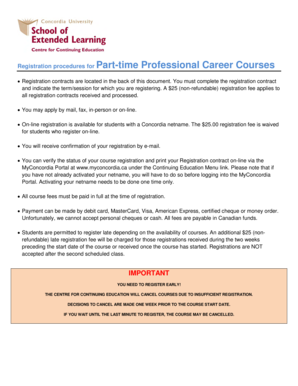 Concordia University Registration Contract