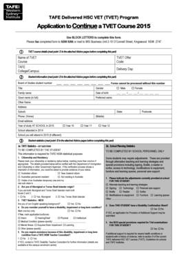 TAFE TVET Course Application Form