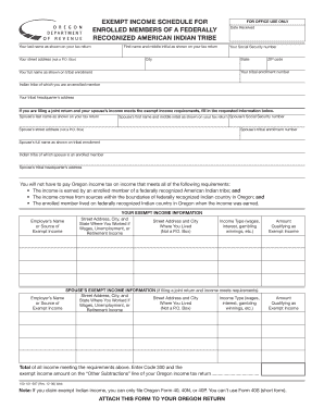 Oregon Exempt Income Schedule