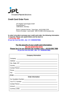 Credit Card Order Form