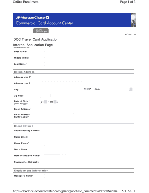 US Department of Commerce Travel Card Application