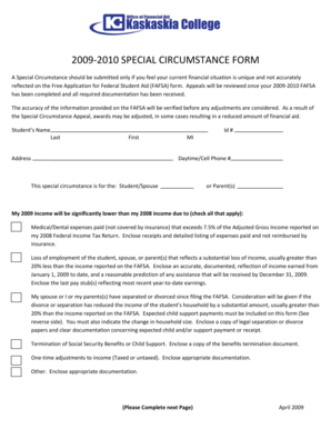 2009-2010 Special Circumstance Form