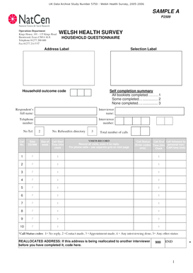 Welsh Health Survey Household Questionnaire