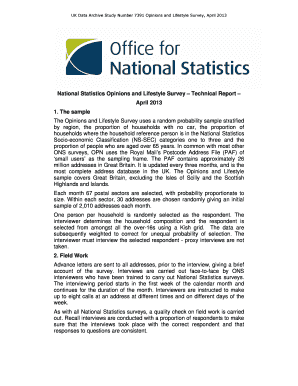 UK Data Archive Study Number 7391 Opinions and Lifestyle Survey, April 2013